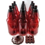 Bottle 2500ml PET amber brown with screw caps and handles (9pcs)