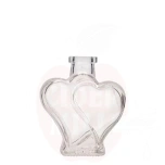 Glass bottle 200ml with hearts transparent 10pcs