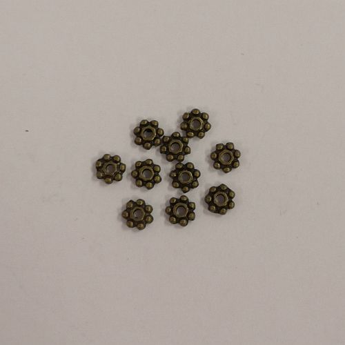 Metallist helmes väike lill, 4mm, pronksne, 10 tk
