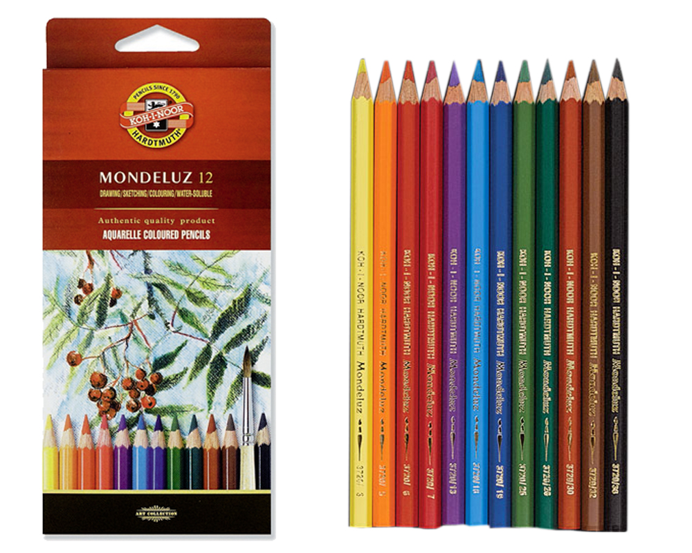 Koh-i-Noor Mondeluz 12, akvarellitavad pliiatsid, 12 värvi